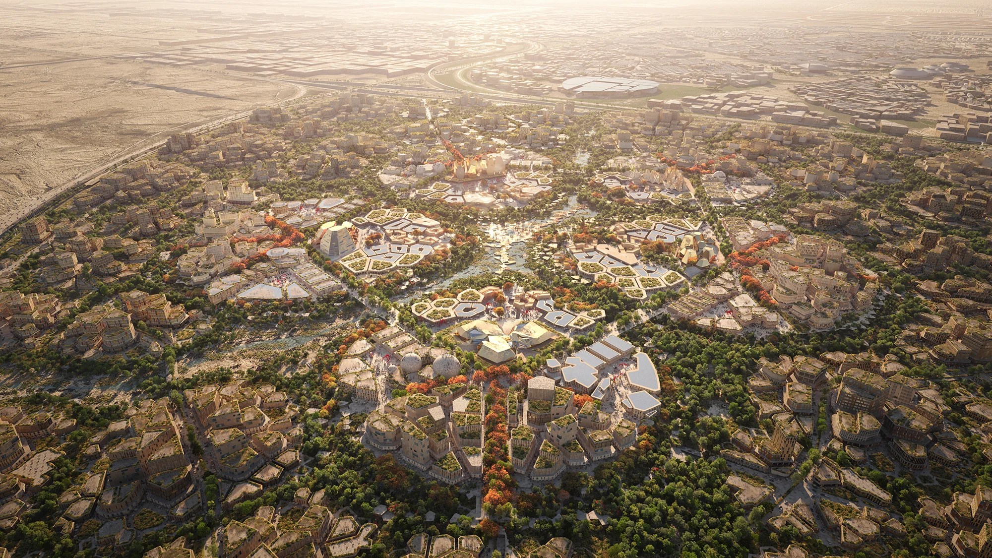 منظر جوي لموقع إكسبو 2030 الرياض والمخطط الرئيسي
